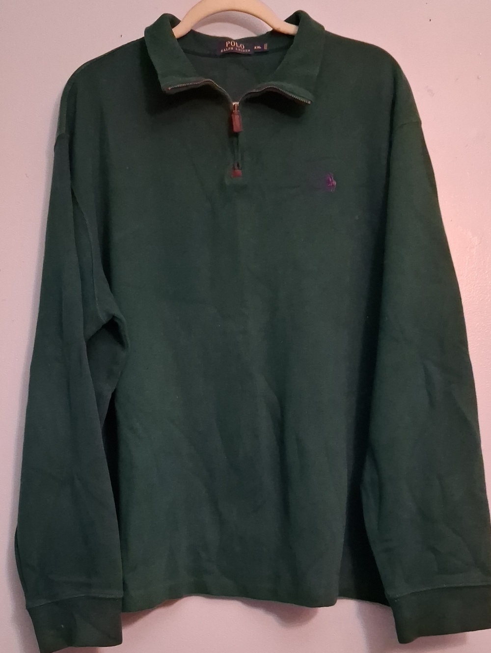 Polo by Ralph Lauren Size XXL Men’s Green Quarter-Zip Long Sleeves Sweater.